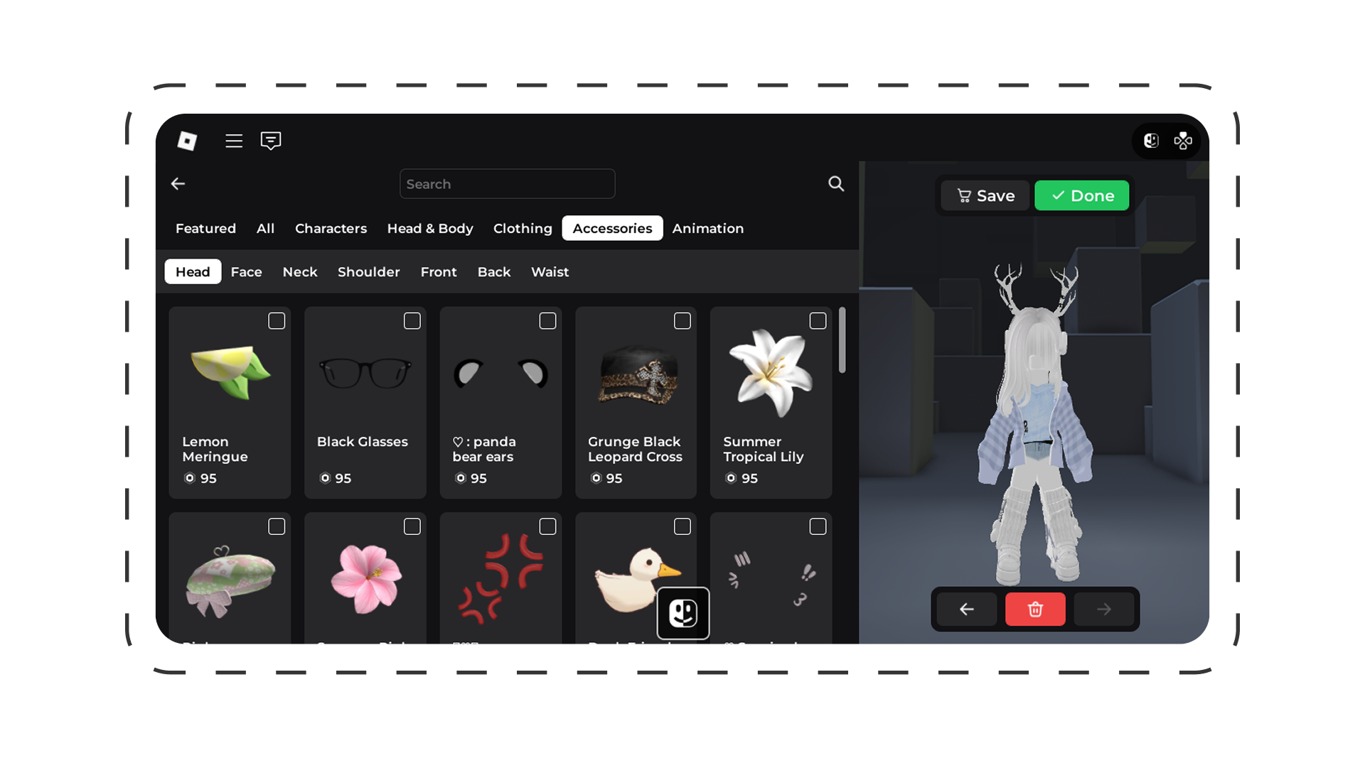 Accessories page